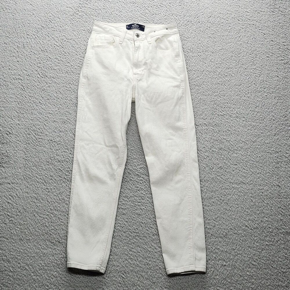 Hollister Ultra High-Rise Mom Jeans Women's W25R White Denim Stretch